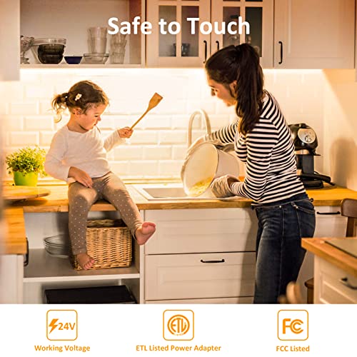Touchless Under Cabinet Lighting for Kitchen or Bedroom: 40ft Hand Wave Activated LED Strip Light