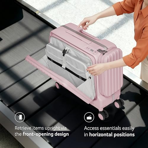 Image of Acer Barcelona Overnighter Suitcase, 19 inch Cabin, Recycled Polyester Material, Top Opening with Quick-Access Compartment, TSA Lock, 360 Degree Spin 8 Wheel, Pink