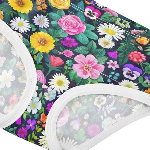 Joisal Wildflowers Dark Navy Blue Girl Panties Cute Girls Underwear Toddlers Cotton Fun Print Briefs Girls Undies 2t4