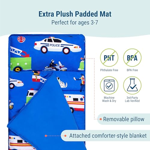 image for Wildkin Kids Microfiber Nap Mat – Soft Sleep Mat with Pillow, Ideal 