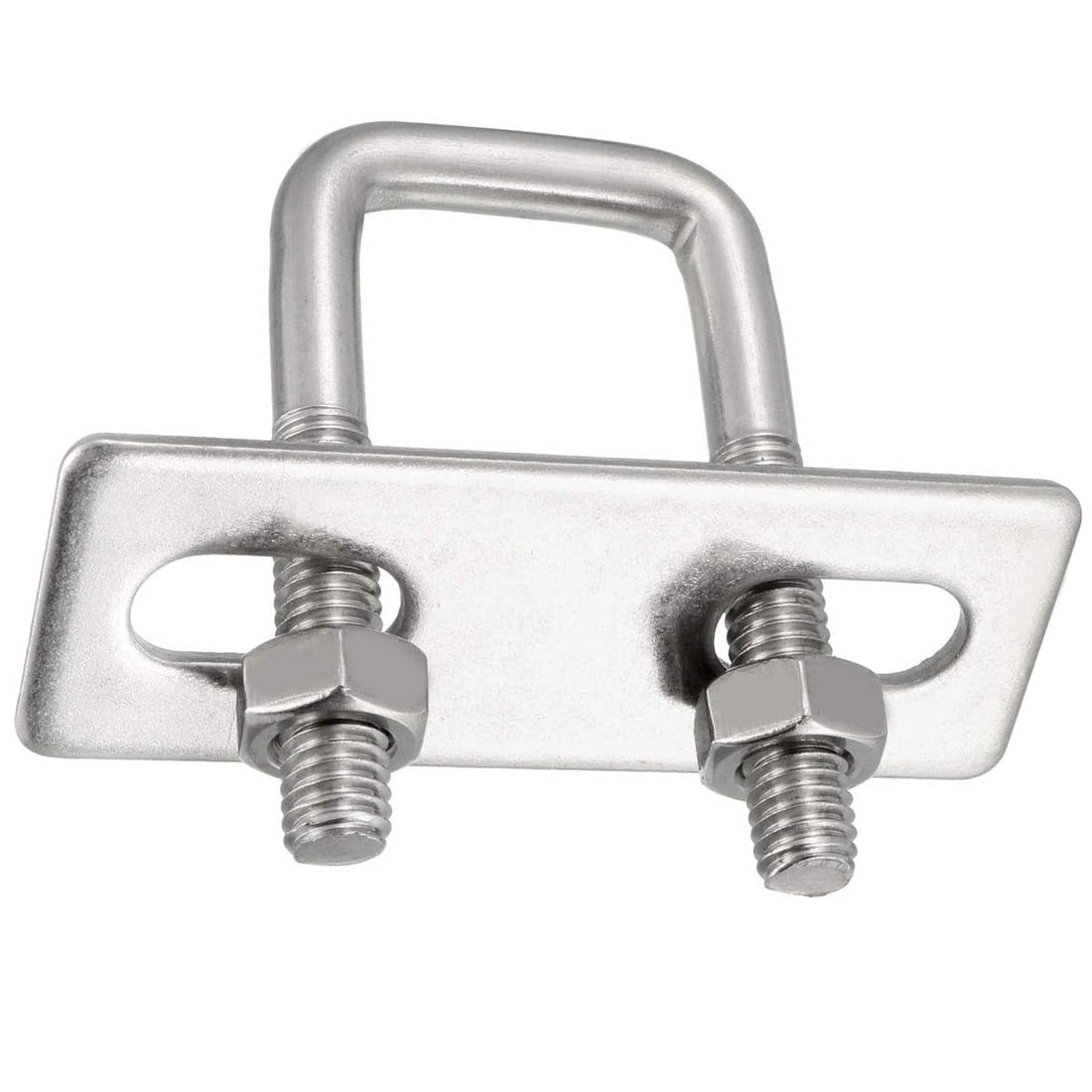 MACHSWON Square U-Bolt,2 Set 304 Stainless Steel M6 U Bolts 20mm(0.79") Inner Width 45mm Length with Nuts and Frame Plate for Automobiles Boat Trailer