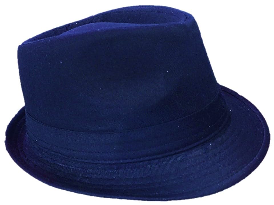 Mrlahat Unisex Classic Trilby Fedora Casual Manhattan Short Brim Structured Gangster Panama Felt Hat (US, Alpha, Large, X-Large, Navy)