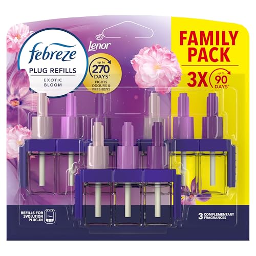 Febreze 3Volution Air Freshener Plug-In Refill Exotic Bloom 3x20ML 3 Alternating Scents to Fight Odours
