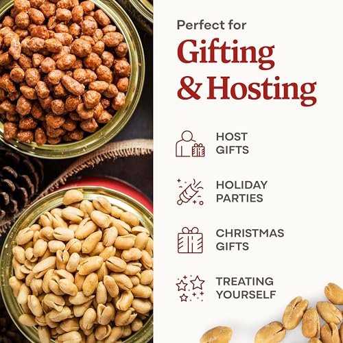 Image of Belmont Peanuts Holiday Edition Salted Gourmet Virginia Peanuts, 20 oz (1 Pack) - Hand Seasoned, No Preservatives, Absolutely Delicious - A Secret Santa Favorite