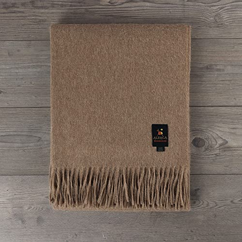 Superfine Alpaca Wool Throw Blanket - Lightweight Alpaca Merino Wool Throw Blankets For Using Indoors Or Outdoors | Soft Peruvian Alpaca Blanket Wool Blanket Solid Color 72" X 60" (Desert Sand) #TOP3