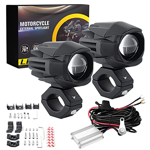 BraveWAY 60W 18000LM Feux Additionnels Moto Phare LED Auxiliaire antibrouillard Ambre/Jaune Blanc Bicolore 12/24V Phare de travail LED pour camion, SUV, vélo électrique (FEUX ADDITIONNEL MOTO)