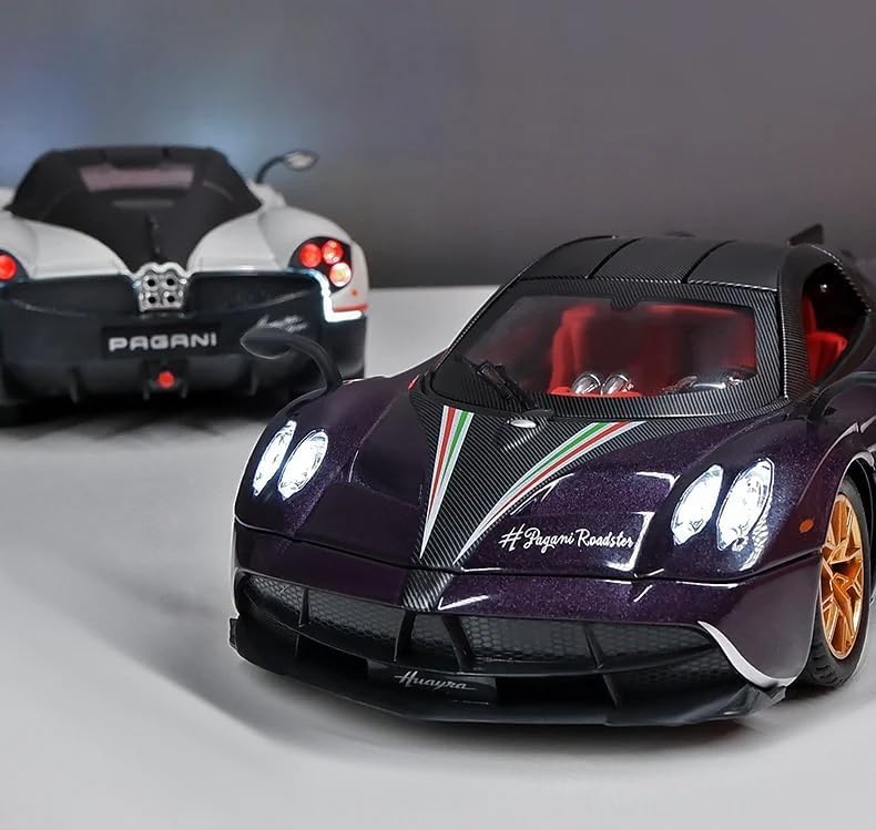 Image of 1:24 Scale Big Size Pagani Huayra Dinastia Toy Car | Metal Pullback Diecast Car for Kids with Openable Doors, Sound, Light Effects Toy for Car (Color As Per Available)