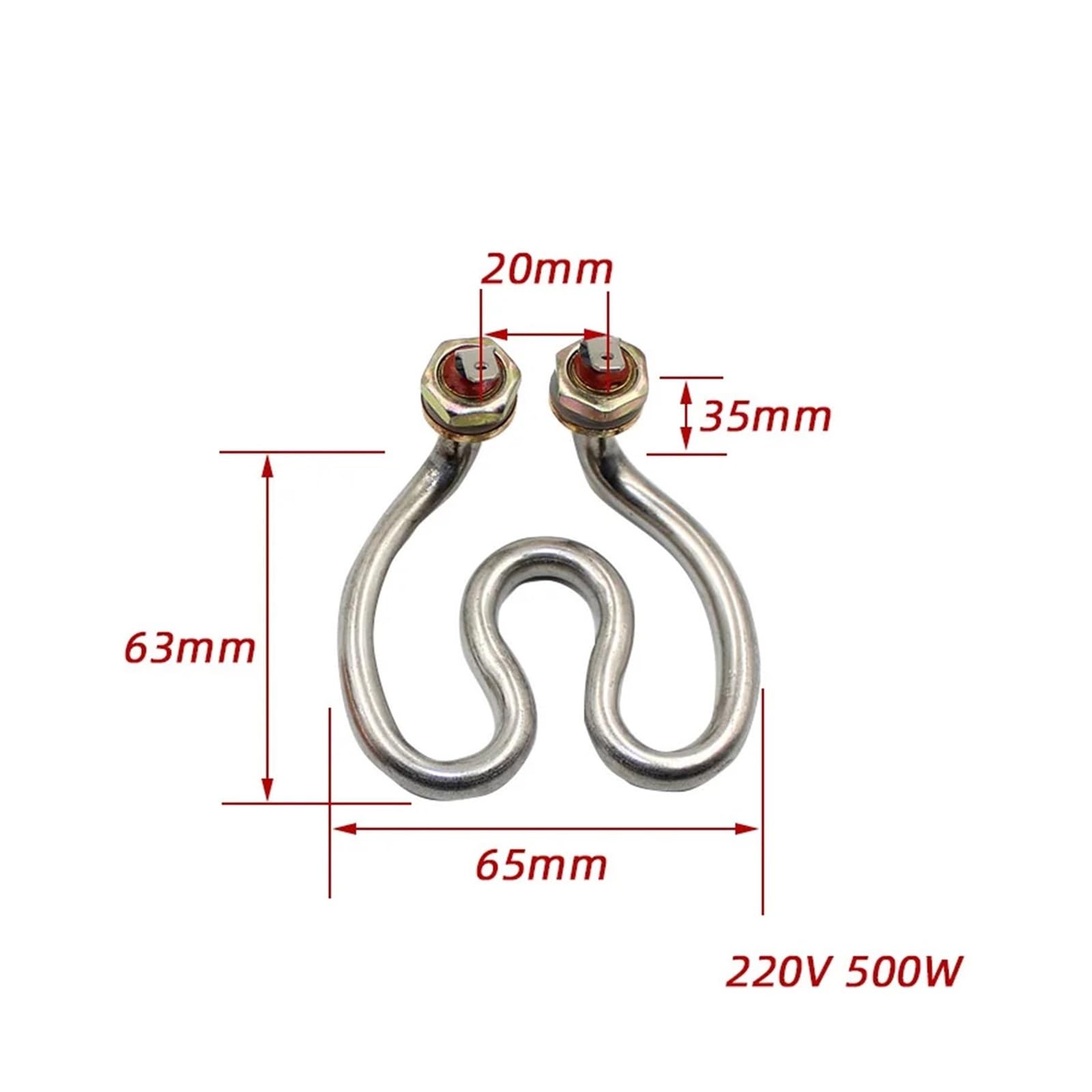 1 stück Elektrische Heizrohr 220 V 500 Watt/600 Watt Edelstahl/Kupfer Tauchsieder Elemente for Kaffeekanne/Wasserkocher(Stainless Steel 500w)