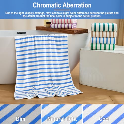 Image of JML Microfiber Beach Towels, Bath Towel (2 Pack, 30 inch x 60 inch) Cabana Stripe Absorbent and Quick Dry Beach Towel Set for Adults, Travel, Summer, Sport, Swimming, Pool, Yoga, Camping, Blue