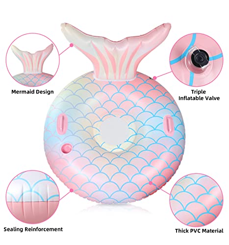 Pool Floats Mermaid Pool Float Pool Lounger For Adults, Swimming Pool Raft Floating Chair With Cup Holders, Backrest, Mesh Bottom #TOP1