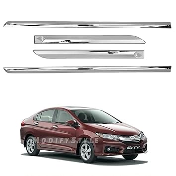 ModifyStyle Side Beading/Side Cladding/Door Garnish/Door Protector Chrome Suitable for Honda City (2014 to 2017) Type 5 (Set of 4pcs)