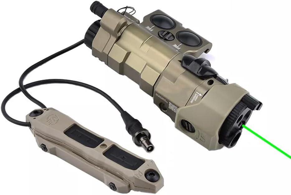 Metal ML C1+ Aiming Laser Sight Box(with IR+Red/Green/Blue Laser+IR Fill Light+220 Lumens LED Flashlight), & Dual Wire Modular Remote Pressure Switch(SF+2.5 Plug) Combo,Tan