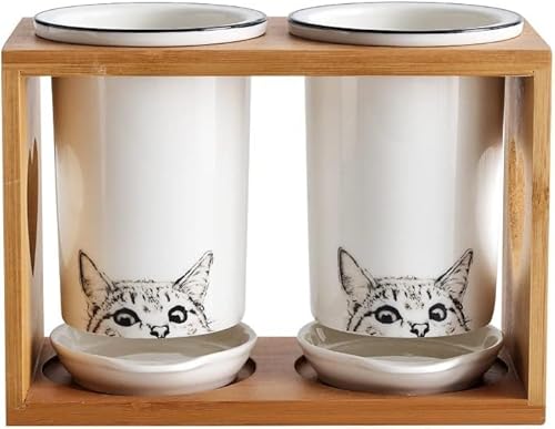 箸立て 水切り カトラリースタンド 卓上箸立て おしゃれ 陶器 天然木製 北欧風 卓上キッチン食器収納 カトラリーホルダー キッチンダイニングテーブルツール スプーン/箸入れ かわいいホームキッチンダイニングテーブルツール (ホワイト,Medium)