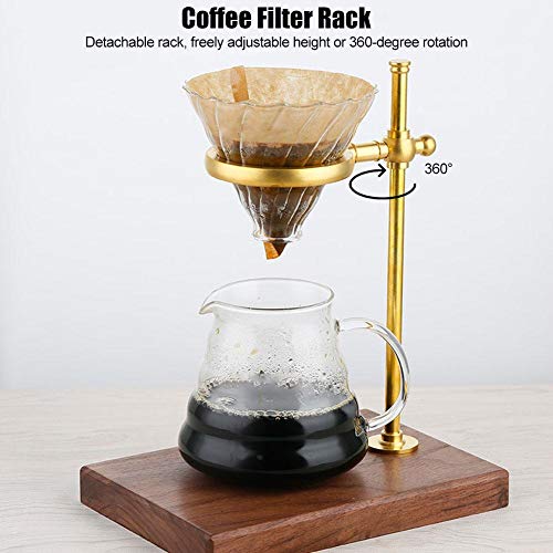 Pour Over Coffee Station Coffee Dripper Stand, Wooden Brass Pour Over Drip Gourmet Coffee Stand - Image 3