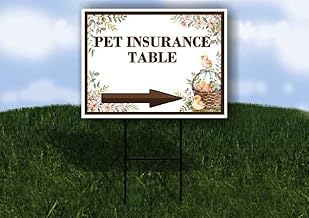 Pet Insurance Table Easter Spring Vintage Chicks Eggs Basket Brown Right Arrow Single Sided 18x24 in. Yard Road Sign w/Stand