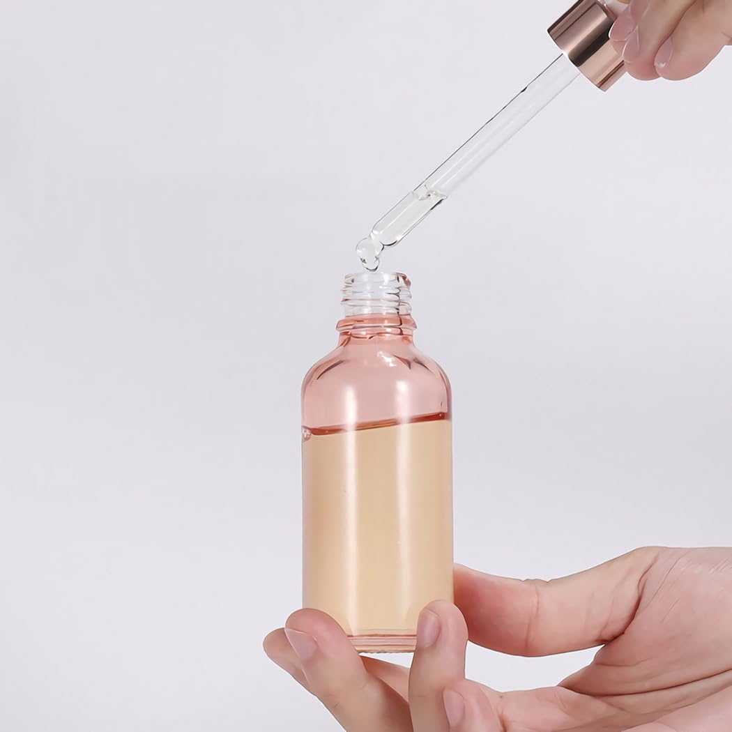 24 Stück 100ml Pink glas Pipettenflasche, Leere Glasflasche mit Pipette, Stichprobe Glaspipette Tropfflasche für Aromatherapie ätherische Öle