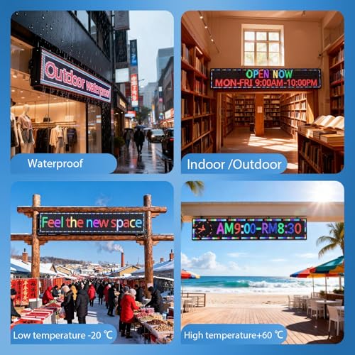 Image of P10 Led Sign,Programmable Scrolling Digital Advertising 77 inchx14 inch | Full color display, IP65 outdoor waterproof,supports scrolling information and custom content,Ideal for business Advertising