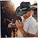 Straw Cowboy Hat, Western Vintage Cowboy Hat, Wide Brim Fashion Cowgirl Hat, Summer Sun Protection Beach Sun Hat with Shapeable Brim for Women and Men,Cowgirl Hat Black