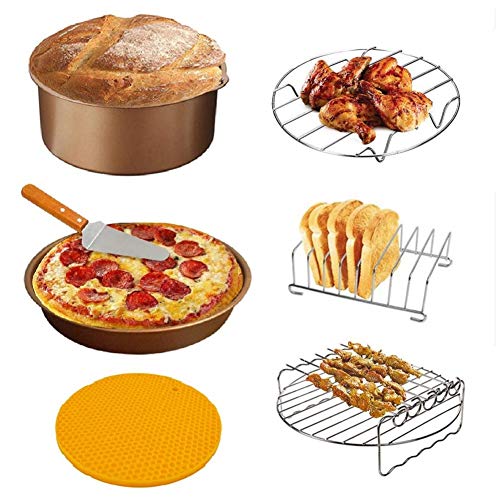 Golden Air Fryer Accessories 8 Inch Pizza Pan Cake Barrel Fit All 3.7QT-5.8QT