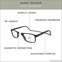 Vista 18 de Clic Slastik - Lentes de lectura magnéticos para lectores de computadora, banda plegable suave, lente reemplazable, templos Adj, Barat, (S-XL)