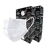 [ST-TRADE] 商標取得済み 400枚入りマスク（一年分 カラーマスク ゴム紐も同じ色 ゴム紐取れない大人マスク 使い捨てマスク 花粉 メルトブロー不織布 大人用マスク3層フィルター構造 (ふつうサイズマスク400枚入り ホワイト)