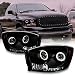 For Dodge Ram Pickup Truck Black Smoke Dual Halo Ring LED Projector Headlights Left + Right Replacement