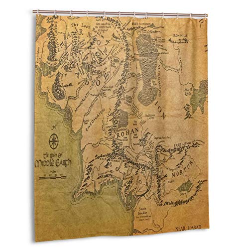 Bathroom Shower Curtain Bath Curtains, Lord of The Ring (Map) Shower Curtains with 12 Hooks for Bathroom Decorative 60x72Inch
