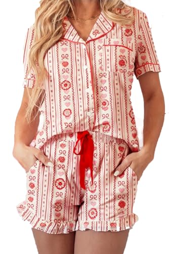 Image of KevaMolly Women Novelty Knotted Candy Cane Christmas Pajama Set