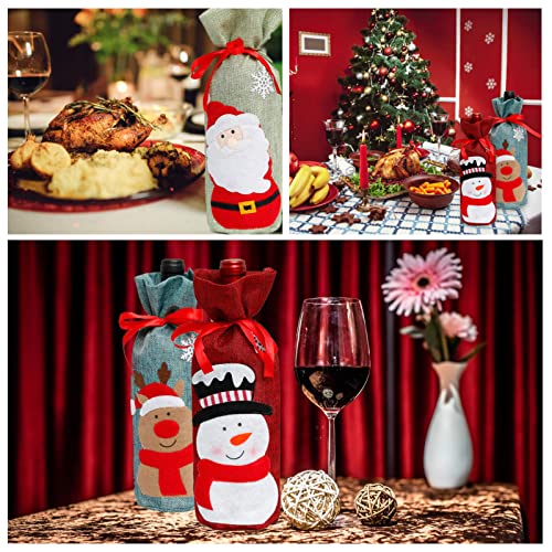 ALMDA-3-pcs-Christmas-Wine-Bottle-Cover-Bags-Christmas-Wine-Gift-Bag-Christmas-Party-Holiday-Dinner-Table-Decoration-Champagne-Bottle-Set-Santa-Snowman-Deer-Pattern
