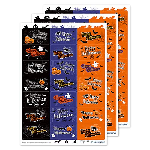 Lot de 63 autocollants décoratifs pour Halloween - Pour décorer et personnaliser - 21 motifs différents Happy Halloween Cover