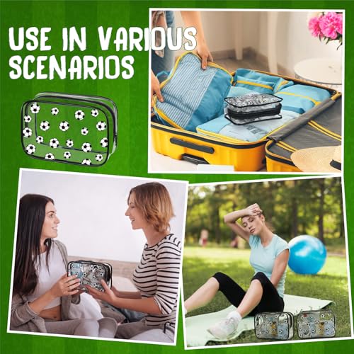 Kacctyen 12 Pcs Soccer Clear Makeup Bag with Zipper Bulk Sport Goodie Clear PVC Pouch Organizer Waterproof Travel Case for Woman Team Gifts Birthday Decorations Supplies3