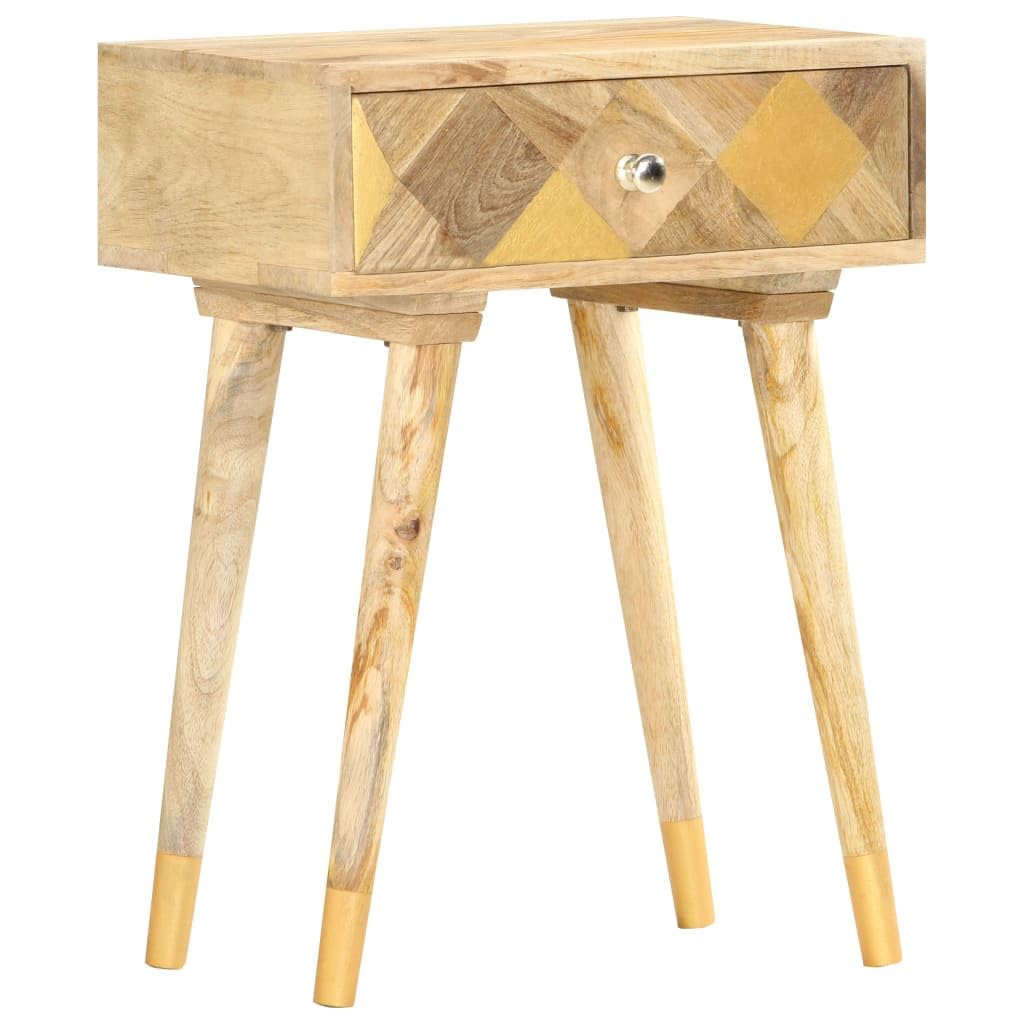 Stolik nocny 43 x 30 x 58 cm, z litego drewna mango, polerowany, z szufladą do sypialni, stolik pomocniczy do przechowywania, wytrzymały mebel, łatwy montaż
