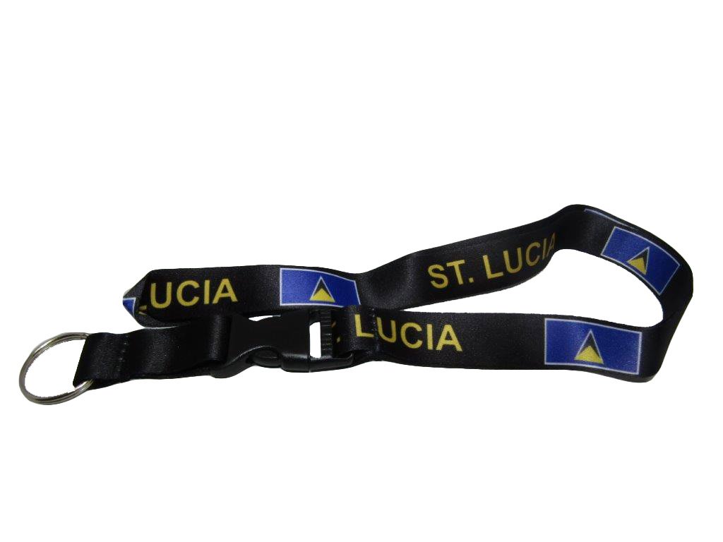 AES 32-Inch St. Lucia Country Flag Lanyard With Detachable Key Ring - Show Your Pride! - View #2