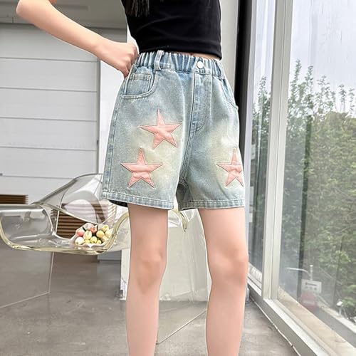 Girls Star Graphic Baggy Denim Shorts with Pockets Elastic Waist Casual Loose Streetwear Kids Teens Stylish Jorts2