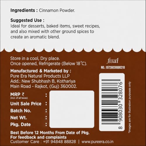 Image of Pure Era Ceylon Cinnamon Powder Organic (Dalchini) 50G | 100% Natural, No Additives, No Preservatives | Indian Spice Aroma & Flavour | for Tea, Baking & Cooking
