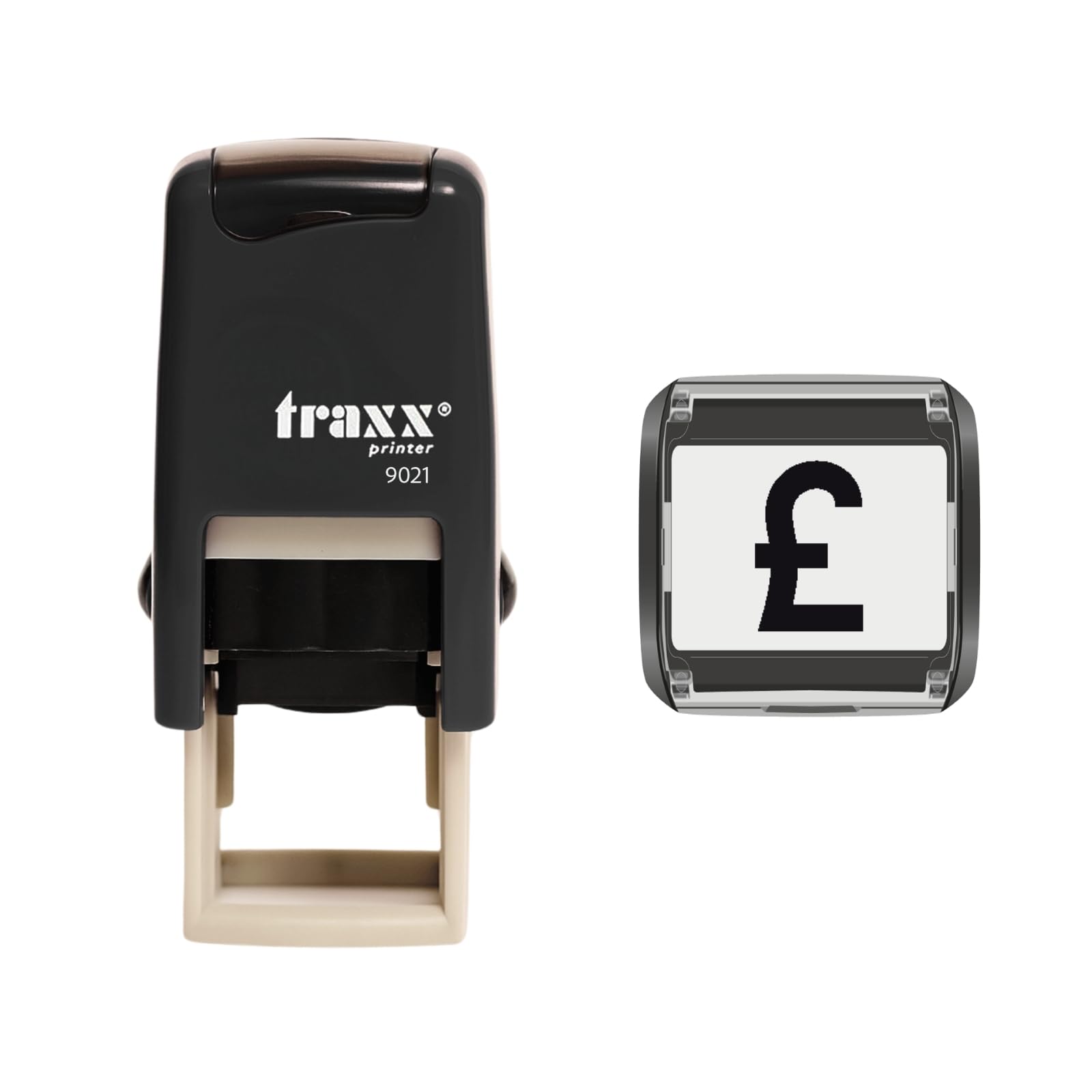 Traxx 9021 Loyalty Card Self Inking Rubber Stamp Business Finance Accounts Banking GBP British Pound *A Black GBP £ Design*
