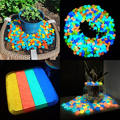 NAMTSO Glow in The Dark Rocks Outdoor, 500 pcs Multicolor Solar Rocks for Landscaping, Outdoor Decor Glow in The Dark Stones, Glowing Pebbles for Garden Backyard Patio Lawn Fish Tank Aquarium Decor