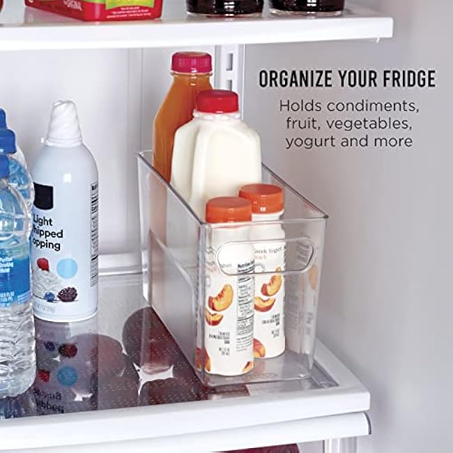 Copco Narrow Clear Bin, 10.5 x 4.5 x 6-Inch, for Kitchen, Fridge, Pantry, Laundry, and More