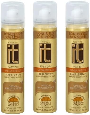 3 Freeze It Mega Freeze Hair Spray Aero Travel Size 50% More 2.25 oz.