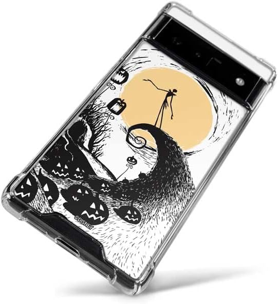 Skinit Clear Phone Case Compatible with Google Pixel 6 - Officially Licensed Disney The Nightmare Before Christmas Jack on Spiral Hill Art Design
