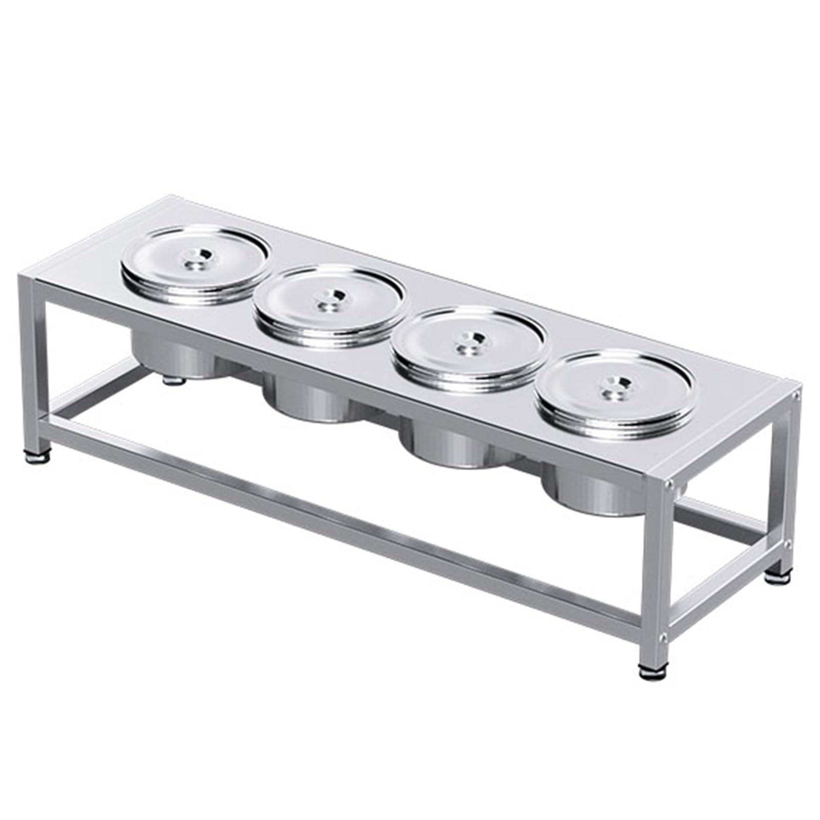 Aserzenith Silver Stainless Steel Spice Racks Set, Commercial Condiment Racks For Kitchen Pantry Buffets, Countertop Food Container Organizer Holder For Seasoning Sauce Salad Jam Ingredients,-A-57X18.5x14.5cm