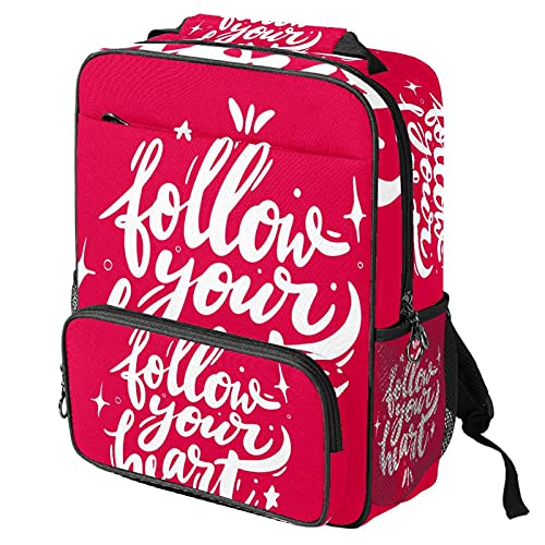 Sac de travail tendance avec inscription Follow Your Heart rouge et blanc au design bicolore