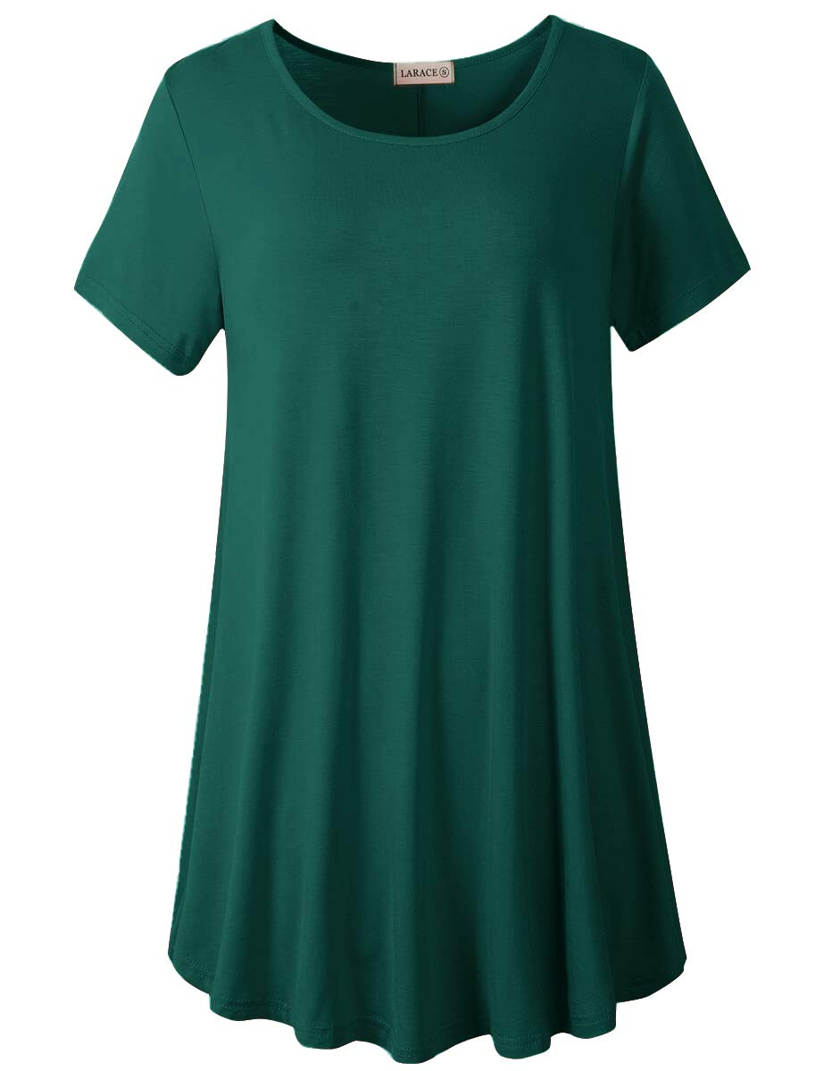 Women Short Sleeves Flare Tunic Tops for Leggings Flowy Shirt