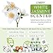 Bath and Body Gift Basket For Women & Men, 14 Piece Set in White Jasmine Scent - Home Spa Set with 6 Bath Bombs, Body Lotion, Rose Soaps, Hand Crafted White Sequined Cosmetics Bag and More