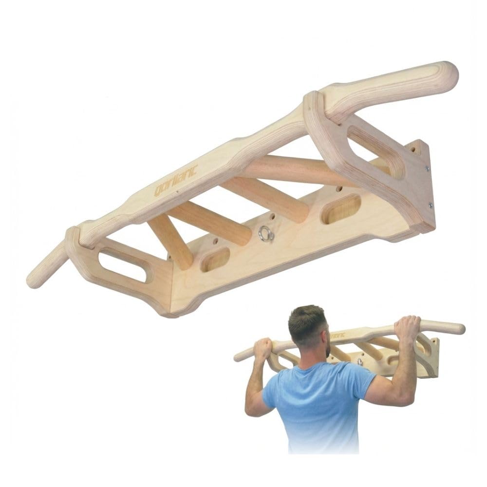 Multifunktionale Klimmzugstange Wandmontage, Holz, Rutschfest, Mehrere Griffe, Einfache Montage, Bis 200 kg Belastbar
