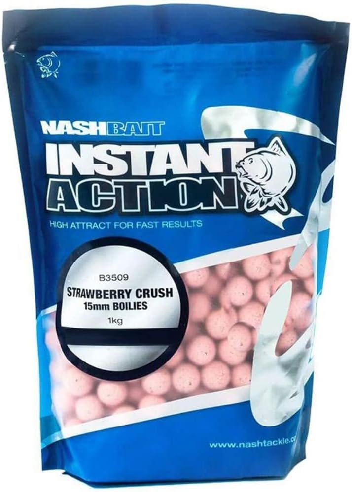 Nash Bait Instant Action Boilies 2.5kg Bag: Strawberry Crush: 20mm
