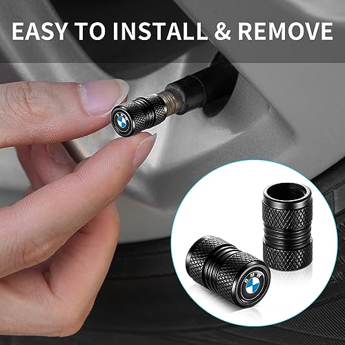 Image of Tire Valve Stem Caps, Compatible with BMW Series Stem Cap Universal Car Air Cover Car Accessories for Cars, SUV, Truck, Motorcycles 4pcs (Black)