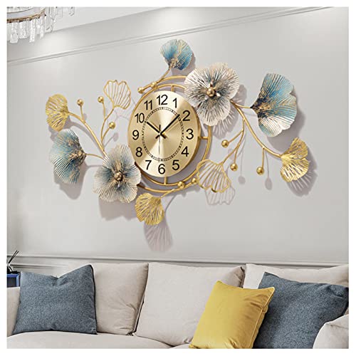 Horloge murale ginkgo en fer forgé 83x48 cm pour la décoration du salon