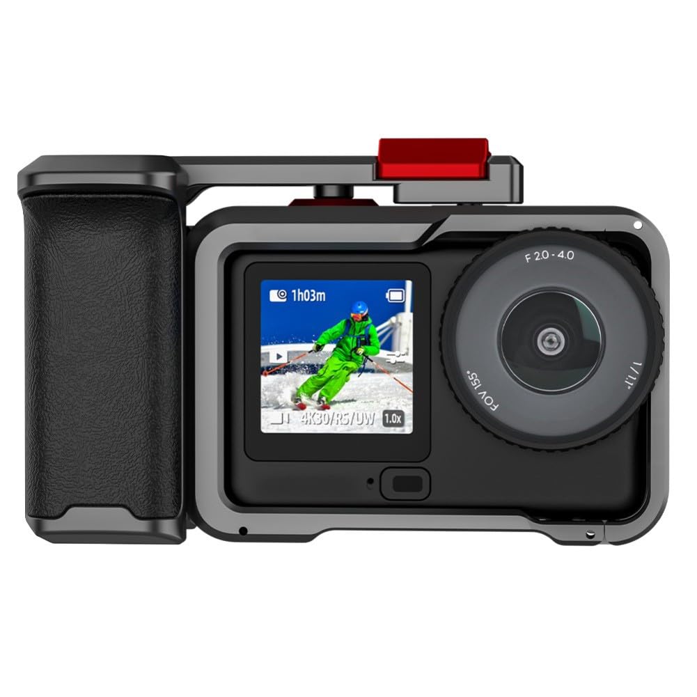 Kit de jaula de aleación de aluminio y mango de agarre para DJI para osmo Action 6, soporte compacto para fotografía de calle con marco de expansión para luz de micrófono, gris
