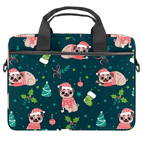 Sac ordinateur 13-14.5 pouces carlin de Noël et clochettes multicolore
